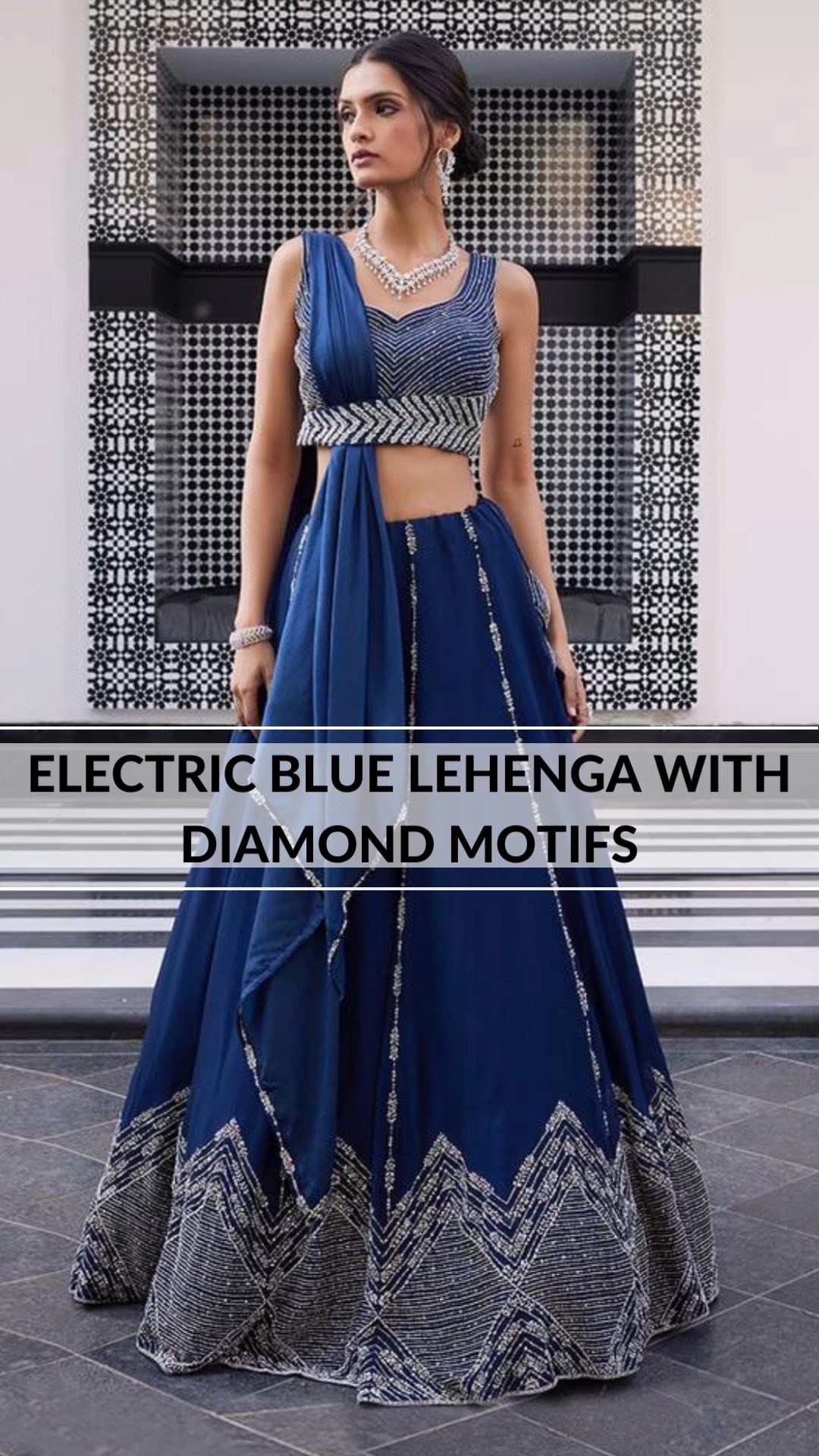 Buy Bollywood Model Royal Blue velvet wedding lehenga in UK, USA and Canada