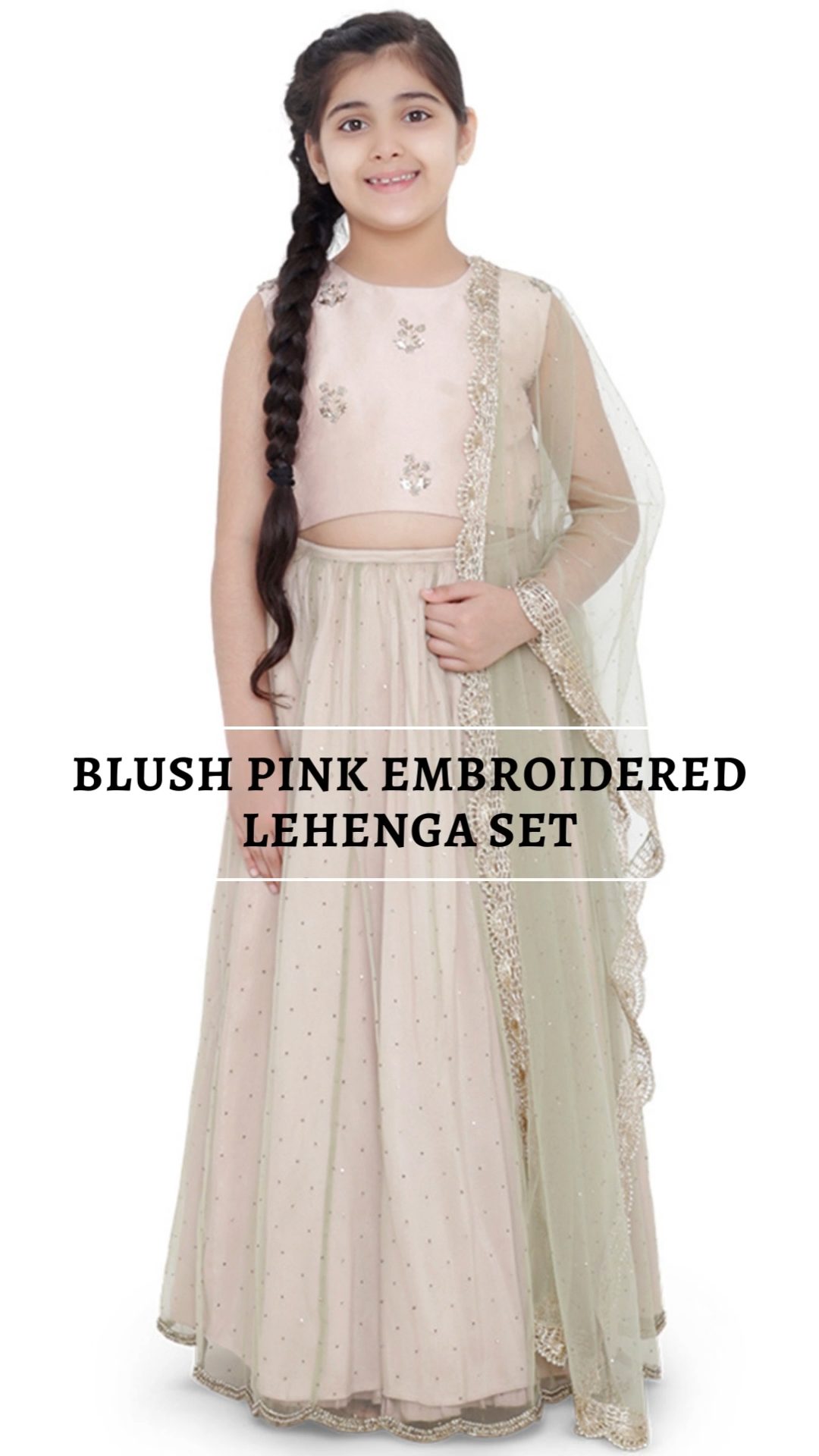 Buy Off White Lucknowi Fabric Embroidered Sequins Blouse Lehenga Set For  Girls by FAYON KIDS Online at Aza Fashions.