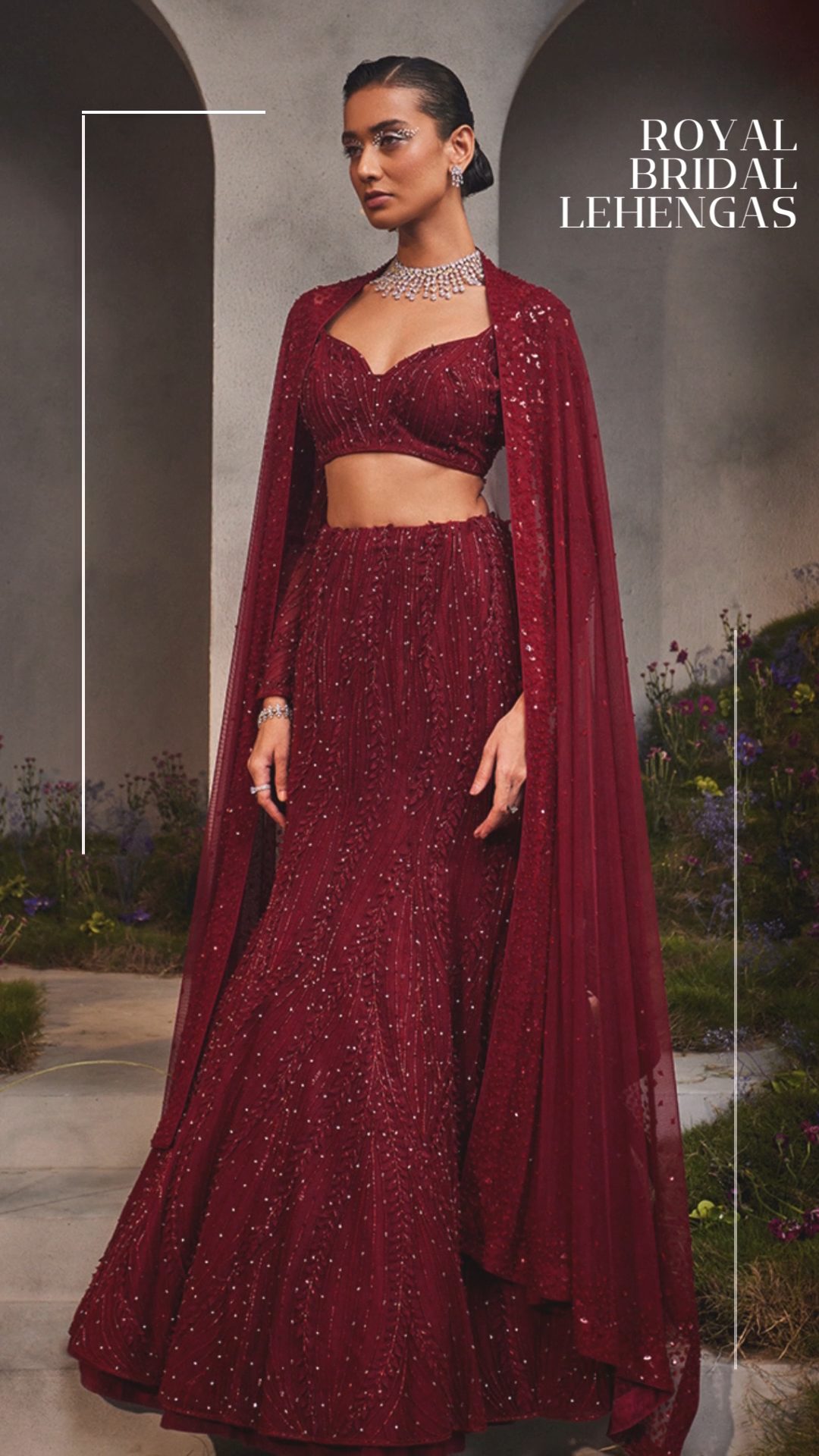 Maroon Color Bridal Lehenga Choli Collection In Velvet Fabric