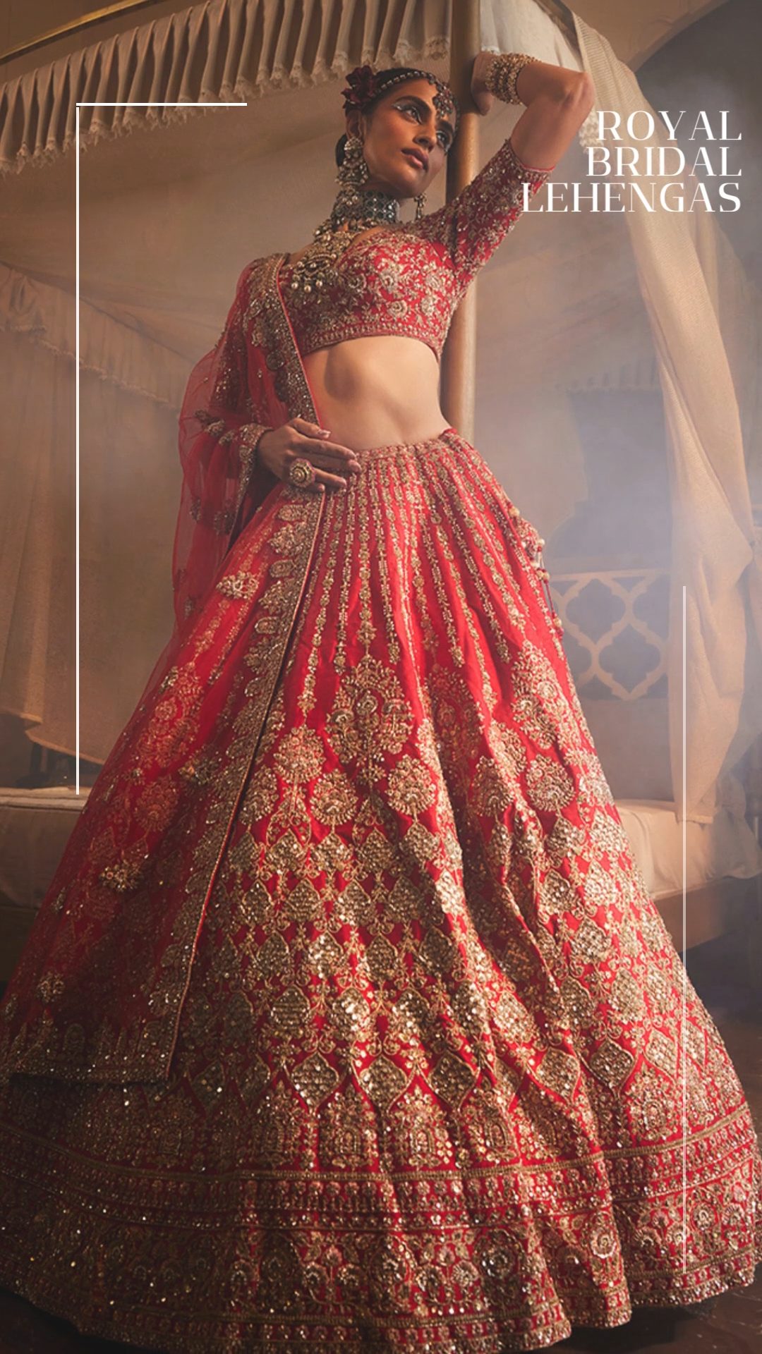 Pakistani Lehenga Choli Dress with Red Dupatta for Bride – Nameera by Farooq