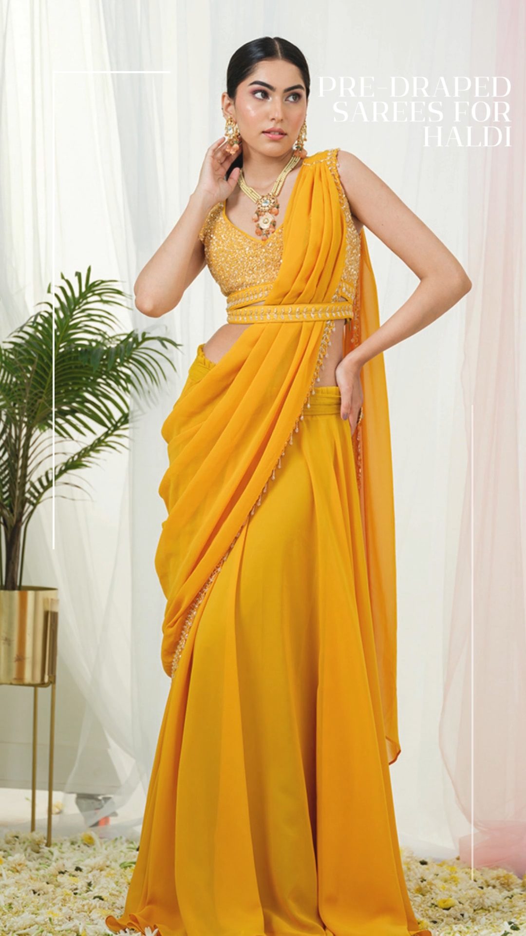 Haldi Sarees : Buy Yellow Indian Sarees for Haldi Function