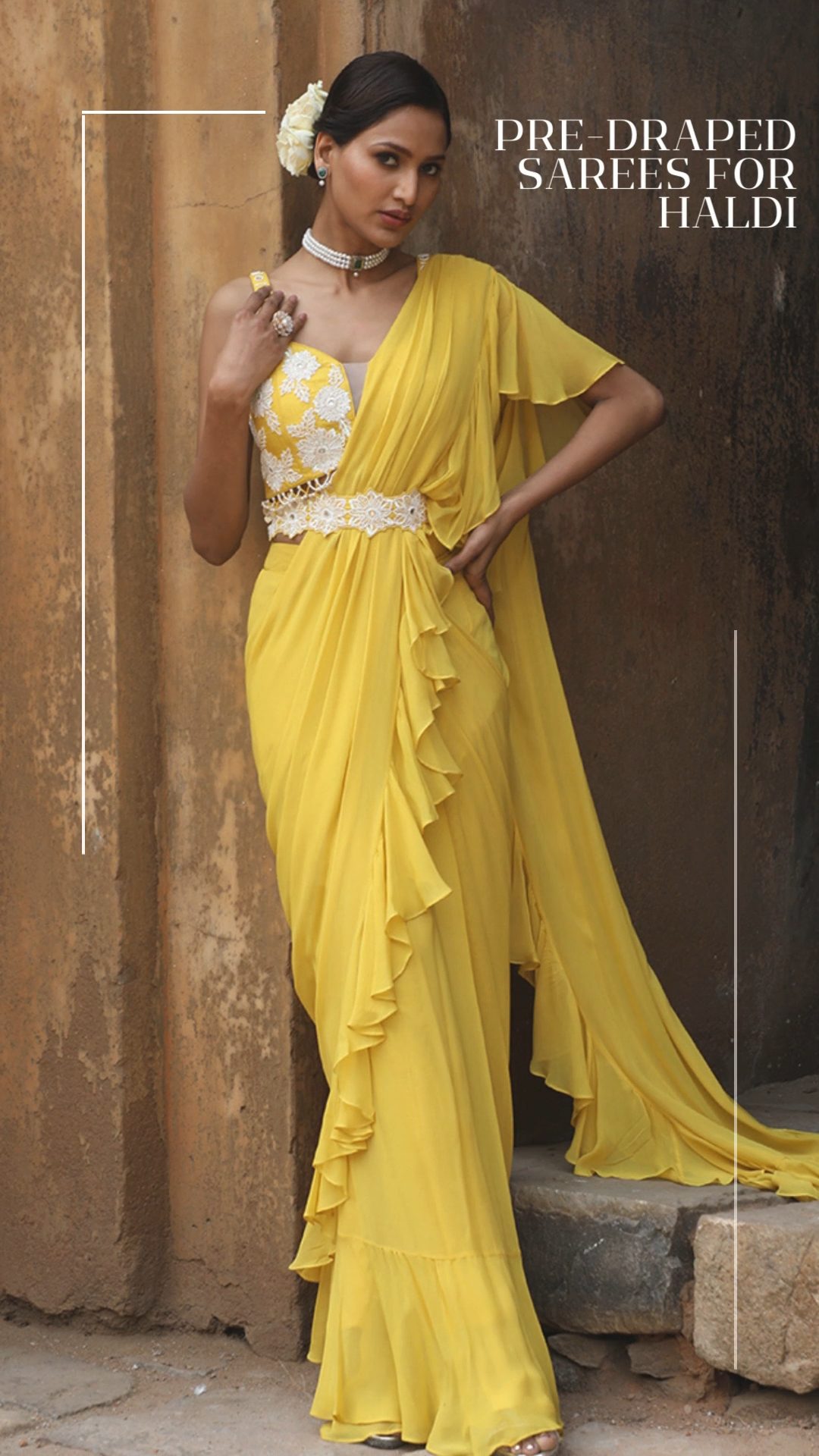 Shop Yellow Saree for Haldi Function Online| Singhania's