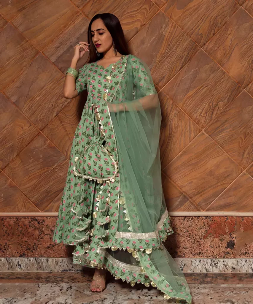 best green outfit for hariyali teej
